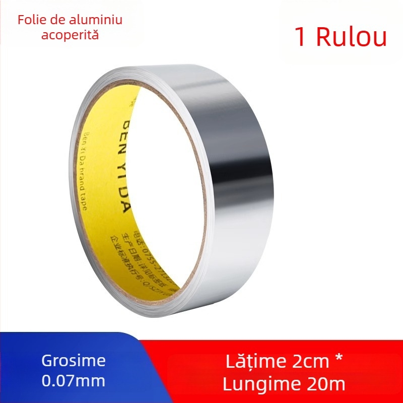 Bandă din folie de aluminiu fără substrat, rezistentă la temperaturi înalte, impermeabilă, pentru protecție exterioară și înfășurare a conductelor metalice