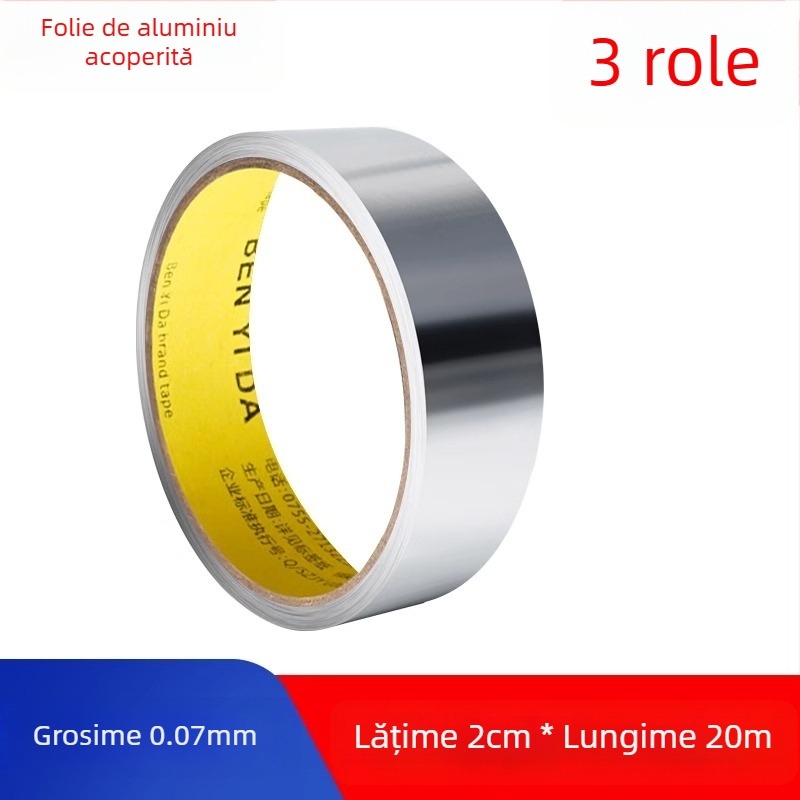 Bandă din folie de aluminiu fără substrat, rezistentă la temperaturi înalte, impermeabilă, pentru protecție exterioară și înfășurare a conductelor metalice
