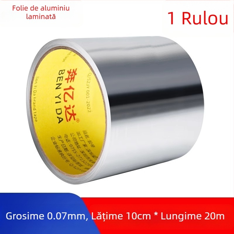 Bandă din folie de aluminiu fără substrat, rezistentă la temperaturi înalte, impermeabilă, pentru protecție exterioară și înfășurare a conductelor metalice