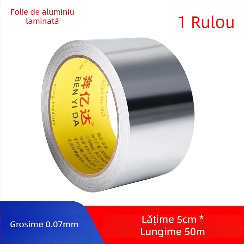 Bandă din folie de aluminiu fără substrat, rezistentă la temperaturi înalte, impermeabilă, pentru protecție exterioară și înfășurare a conductelor metalice
