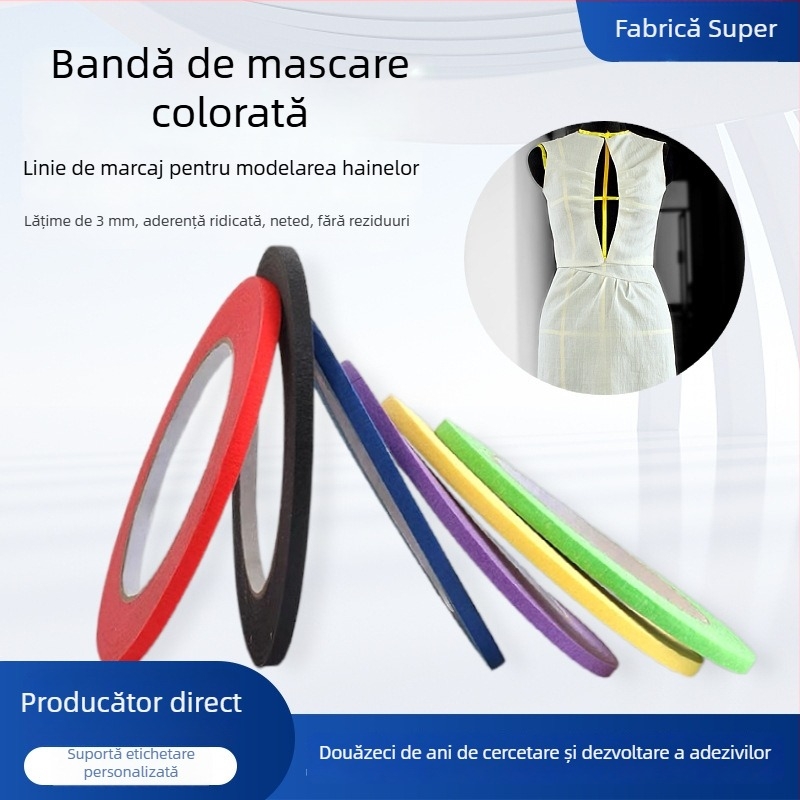 Bandă de mascare din hârtie texturată pentru realizarea de modele, aderență înaltă, tăiere în cruce, imprimare personalizabilă, hârtie de eliberare