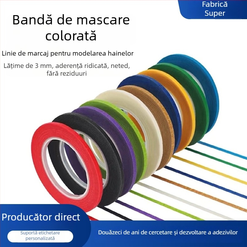 Bandă de mascare din hârtie texturată pentru realizarea de modele, aderență înaltă, tăiere în cruce, imprimare personalizabilă, hârtie de eliberare
