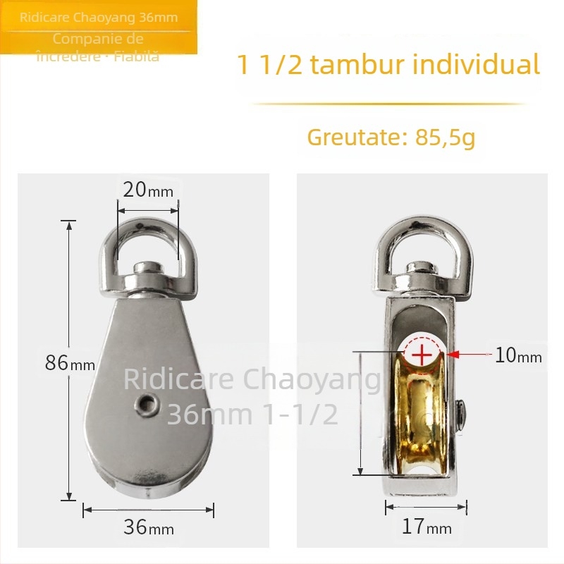 Bloc de roți pentru ridicare cu tambur mobil — cârlig în formă de U, oțel inoxidabil 304, design compact