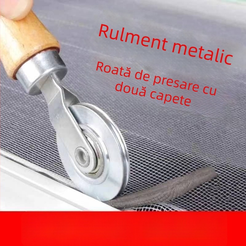 Unealtă pentru montaj plasă de fereastră cu rolă, pentru instalarea plasei anti-țânțari (include rolă, bandă și cârlig)