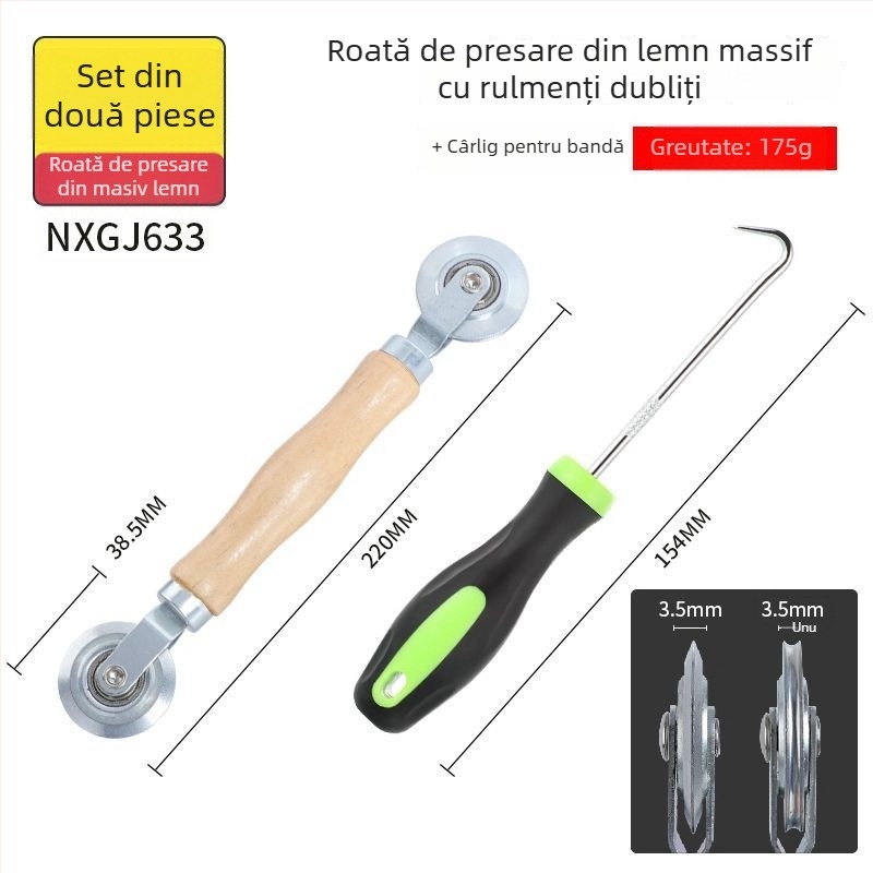 Unealtă pentru montaj plasă de fereastră cu rolă, pentru instalarea plasei anti-țânțari (include rolă, bandă și cârlig)