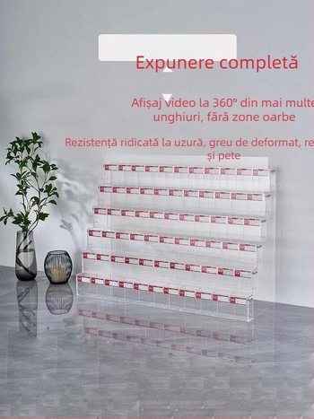 Raft de expunere pentru pixuri și markere, acrilic, pagodă cu mai multe niveluri, formă pătrată, Geddes