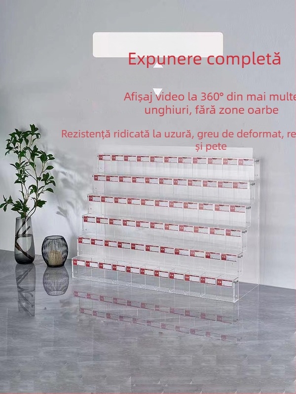 Raft de expunere pentru pixuri și markere, acrilic, pagodă cu mai multe niveluri, formă pătrată, Geddes