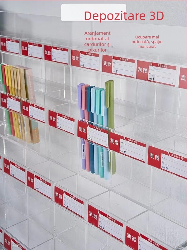 Raft de expunere pentru pixuri și markere, acrilic, pagodă cu mai multe niveluri, formă pătrată, Geddes