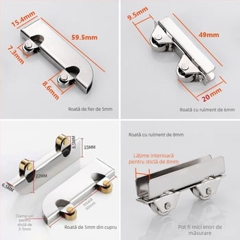 Roată de clemă pentru sticlă, vitrină display, oțel inoxidabil/otel, Ø exterior 7.3, ax Ø3.7, încărcare maximă 15 kg