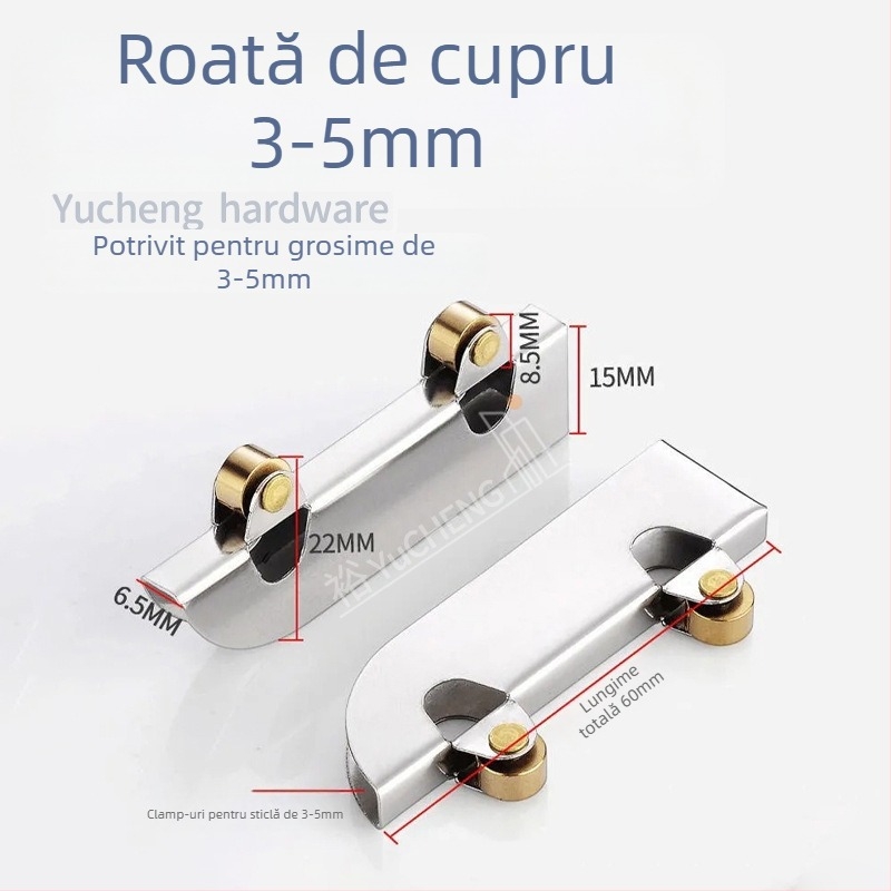 Roată de clemă pentru sticlă, vitrină display, oțel inoxidabil/otel, Ø exterior 7.3, ax Ø3.7, încărcare maximă 15 kg