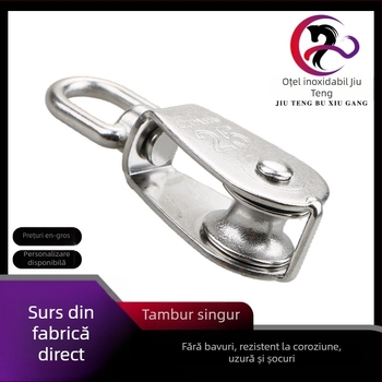 Roată din oțel inoxidabil 304 pentru ridicare, cu inel de suspensie, disponibilă în variante simple și duble, model M100.