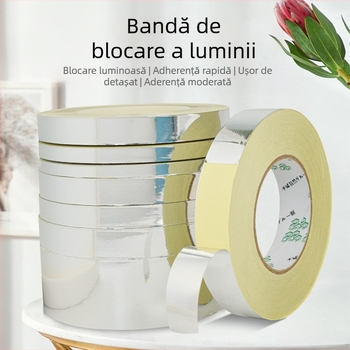 Bandă de estompare pentru afișaje LED și ghiduri de lumină, adeziv cu vâscozitate înaltă, o singură față, substrat OPP, lungime 50 m/rolă, grosime 0,06 mm, cu hârtie de eliberare