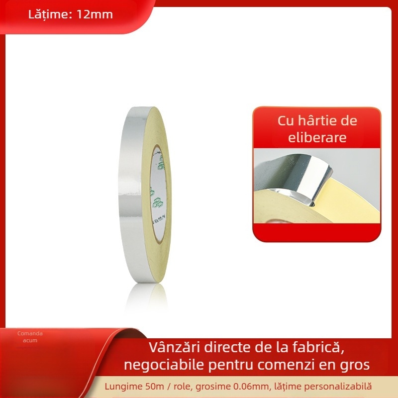 Bandă de estompare pentru afișaje LED și ghiduri de lumină, adeziv cu vâscozitate înaltă, o singură față, substrat OPP, lungime 50 m/rolă, grosime 0,06 mm, cu hârtie de eliberare