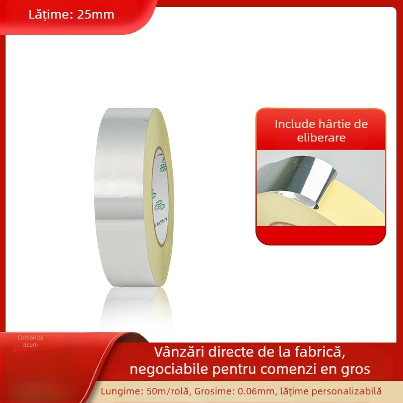 Bandă de estompare pentru afișaje LED și ghiduri de lumină, adeziv cu vâscozitate înaltă, o singură față, substrat OPP, lungime 50 m/rolă, grosime 0,06 mm, cu hârtie de eliberare