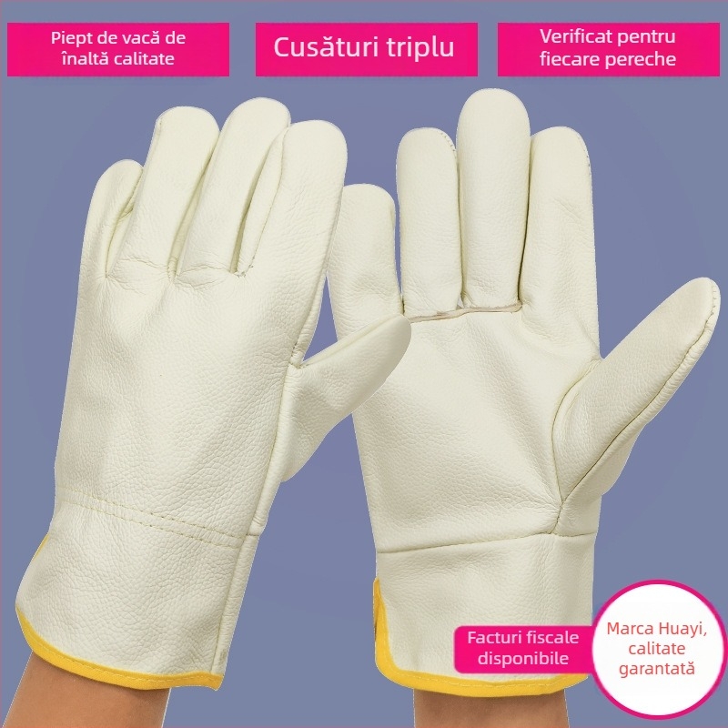 Mănuși de sudură din piele de vițel, piele întreagă, manșetă scurtă, rezistente la uzură și moi
