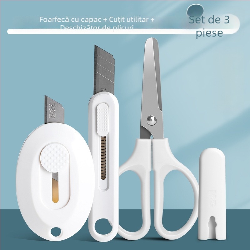 Cuțit universal cu foarfece și deschizător de cutii – Model 960, Material: Plastic, Greutate netă: 100 g, Marca: M&g / Morning Light