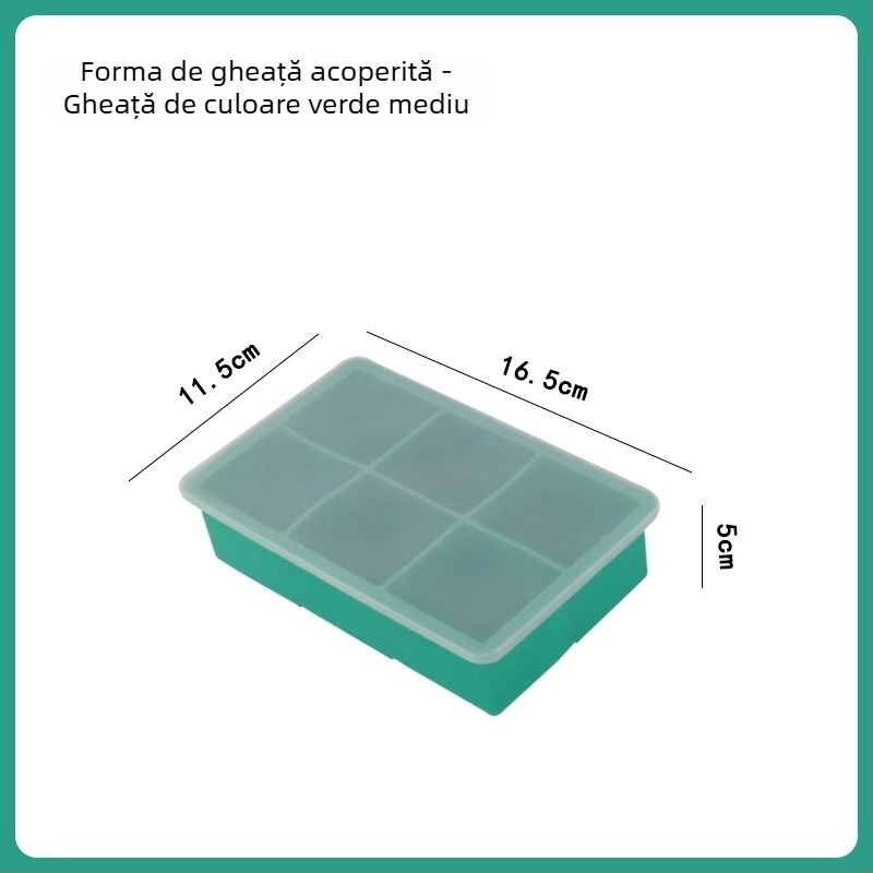 Tavă pentru cuburi de gheață din silicon, cu capac, congelare rapidă, eliberare ușoară