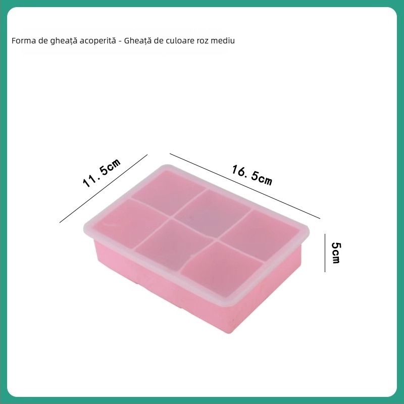 Tavă pentru cuburi de gheață din silicon, cu capac, congelare rapidă, eliberare ușoară