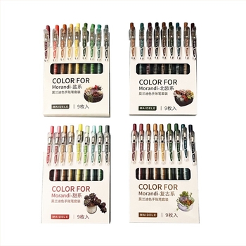 Set de pixuri gel – Seria Morandi, Jingxuan (Carcasă din plastic; Vârf din oțel inoxidabil; Cerneală neștergibilă)