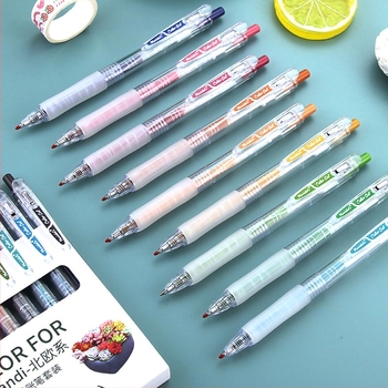 Set de pixuri gel – Seria Morandi, Jingxuan (Carcasă din plastic; Vârf din oțel inoxidabil; Cerneală neștergibilă)