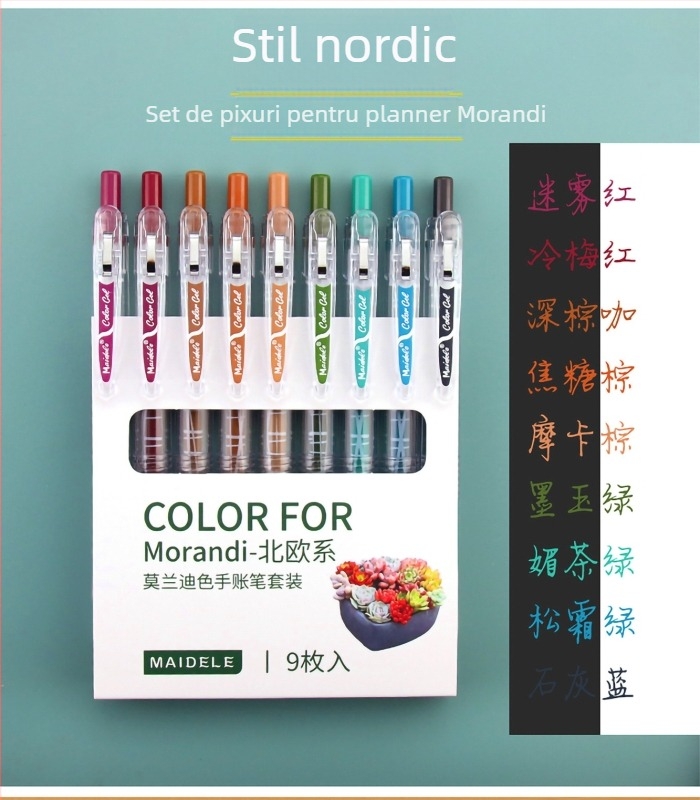 Set de pixuri gel – Seria Morandi, Jingxuan (Carcasă din plastic; Vârf din oțel inoxidabil; Cerneală neștergibilă)
