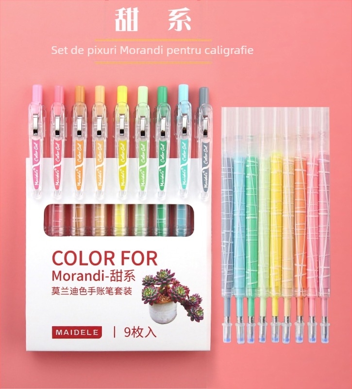 Set de pixuri gel – Seria Morandi, Jingxuan (Carcasă din plastic; Vârf din oțel inoxidabil; Cerneală neștergibilă)