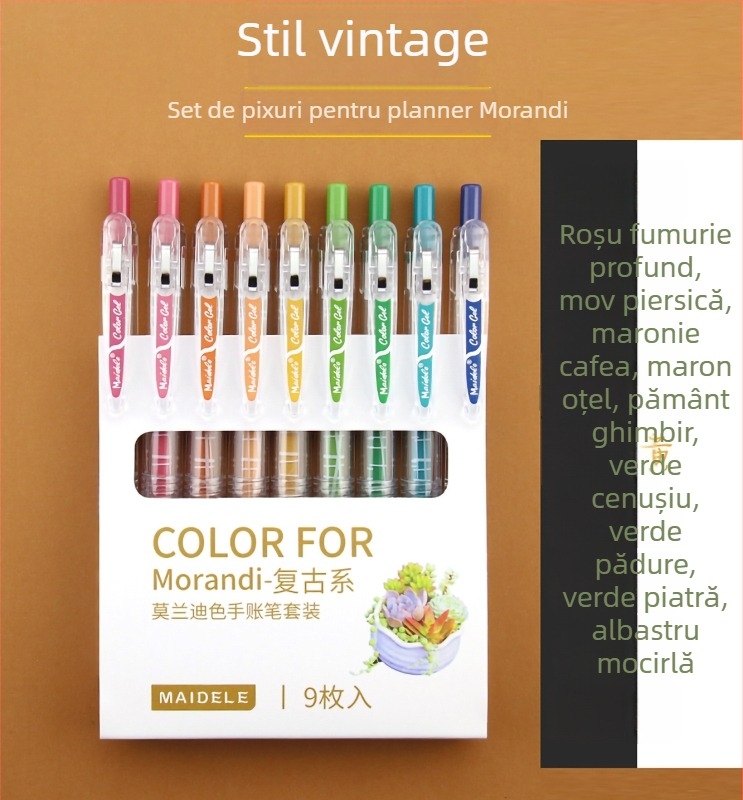 Set de pixuri gel – Seria Morandi, Jingxuan (Carcasă din plastic; Vârf din oțel inoxidabil; Cerneală neștergibilă)