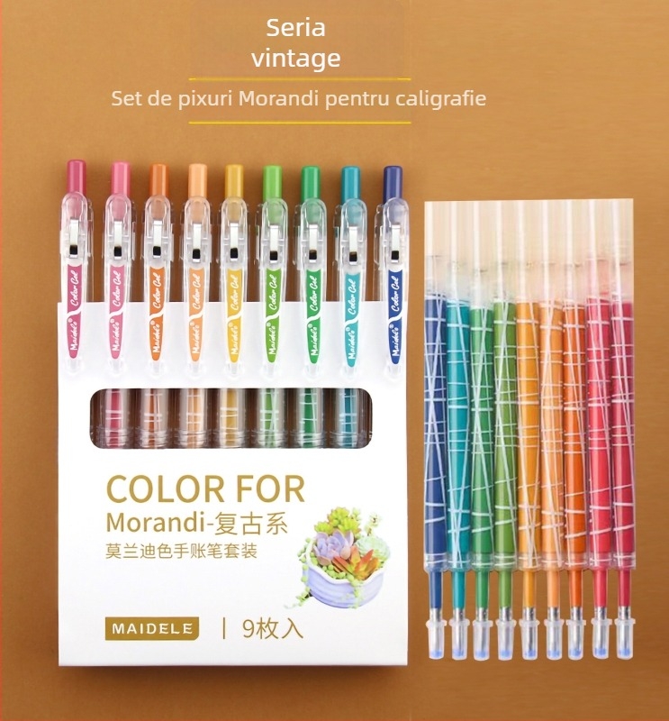Set de pixuri gel – Seria Morandi, Jingxuan (Carcasă din plastic; Vârf din oțel inoxidabil; Cerneală neștergibilă)