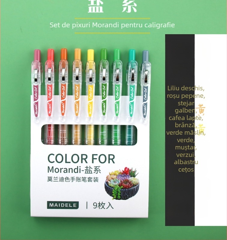 Set de pixuri gel – Seria Morandi, Jingxuan (Carcasă din plastic; Vârf din oțel inoxidabil; Cerneală neștergibilă)