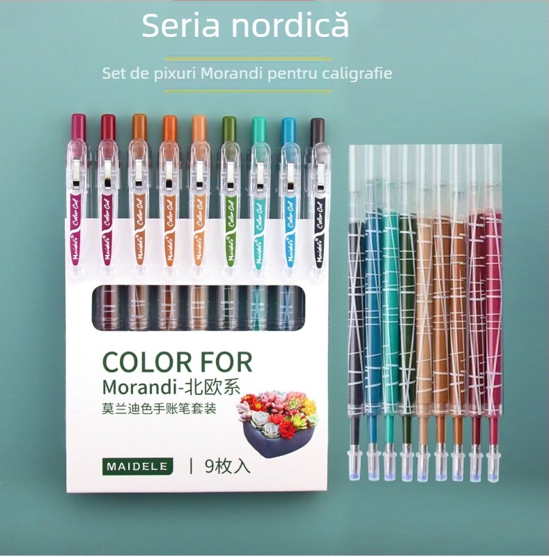 Set de pixuri gel – Seria Morandi, Jingxuan (Carcasă din plastic; Vârf din oțel inoxidabil; Cerneală neștergibilă)