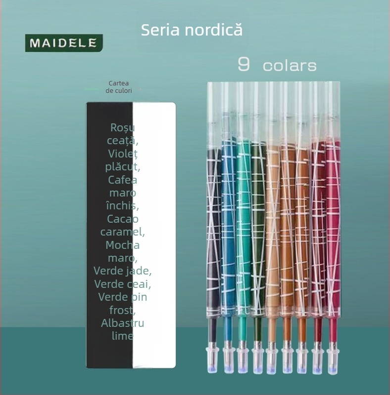 Set de pixuri gel – Seria Morandi, Jingxuan (Carcasă din plastic; Vârf din oțel inoxidabil; Cerneală neștergibilă)