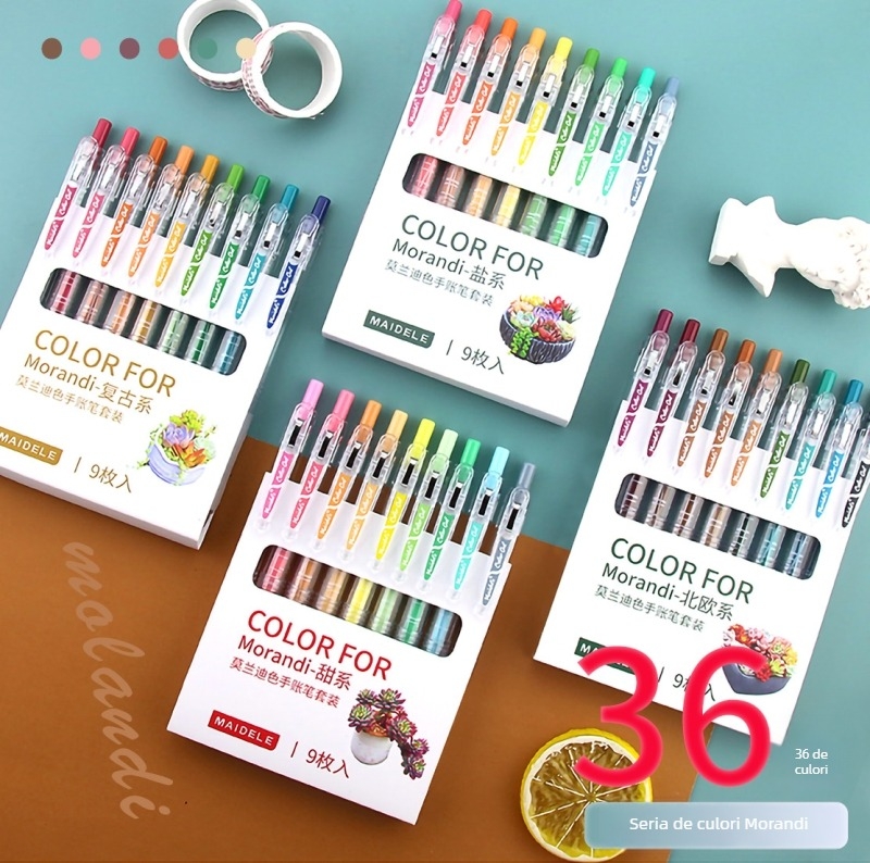 Set de pixuri gel – Seria Morandi, Jingxuan (Carcasă din plastic; Vârf din oțel inoxidabil; Cerneală neștergibilă)