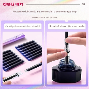 Stilou pentru elevi din învățământul primar, clasa a III-a–a IV-a, cu sac de cerneală înlocuibil, model Xws-gb 1016-1, carcasă din plastic