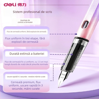 Stilou pentru elevi din învățământul primar, clasa a III-a–a IV-a, cu sac de cerneală înlocuibil, model Xws-gb 1016-1, carcasă din plastic