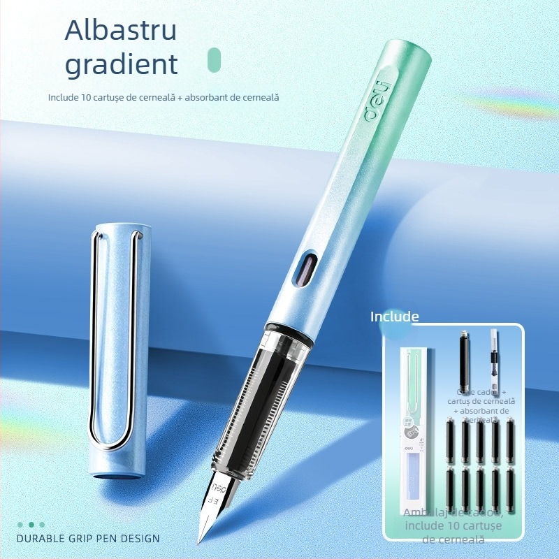 Stilou pentru elevi din învățământul primar, clasa a III-a–a IV-a, cu sac de cerneală înlocuibil, model Xws-gb 1016-1, carcasă din plastic