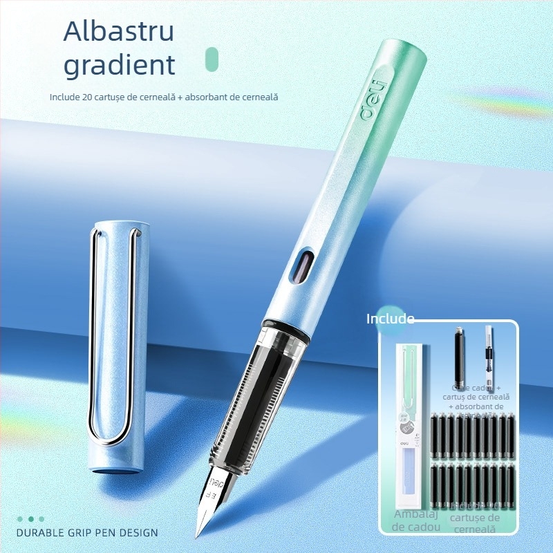 Stilou pentru elevi din învățământul primar, clasa a III-a–a IV-a, cu sac de cerneală înlocuibil, model Xws-gb 1016-1, carcasă din plastic