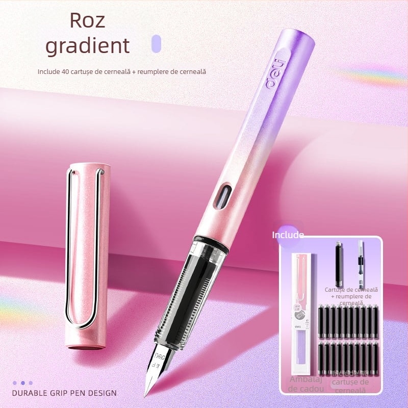 Stilou pentru elevi din învățământul primar, clasa a III-a–a IV-a, cu sac de cerneală înlocuibil, model Xws-gb 1016-1, carcasă din plastic