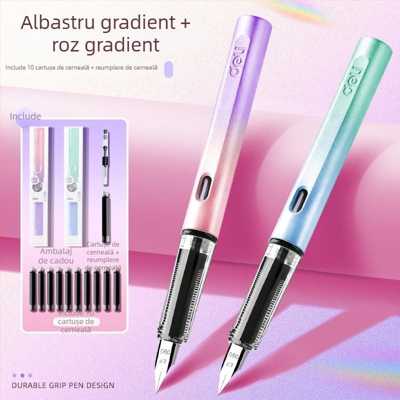 Stilou pentru elevi din învățământul primar, clasa a III-a–a IV-a, cu sac de cerneală înlocuibil, model Xws-gb 1016-1, carcasă din plastic