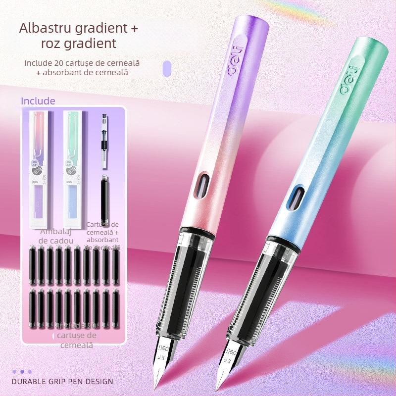 Stilou pentru elevi din învățământul primar, clasa a III-a–a IV-a, cu sac de cerneală înlocuibil, model Xws-gb 1016-1, carcasă din plastic