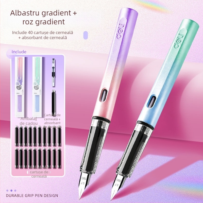 Stilou pentru elevi din învățământul primar, clasa a III-a–a IV-a, cu sac de cerneală înlocuibil, model Xws-gb 1016-1, carcasă din plastic