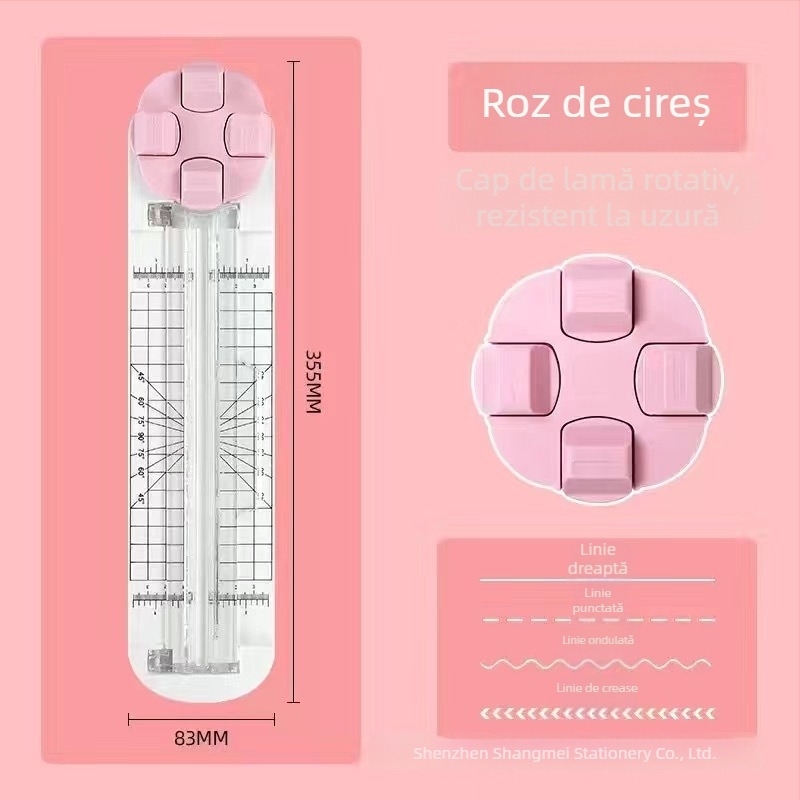 Tăietor de hârtie manual, model rotativ 4 în 1, Shangmei, din plastic
