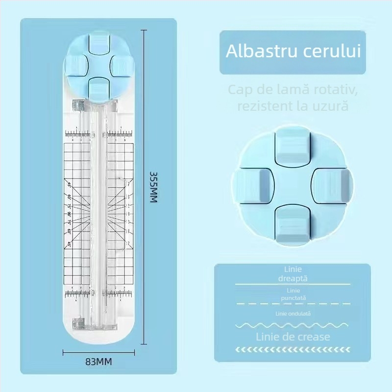 Tăietor de hârtie manual, model rotativ 4 în 1, Shangmei, din plastic