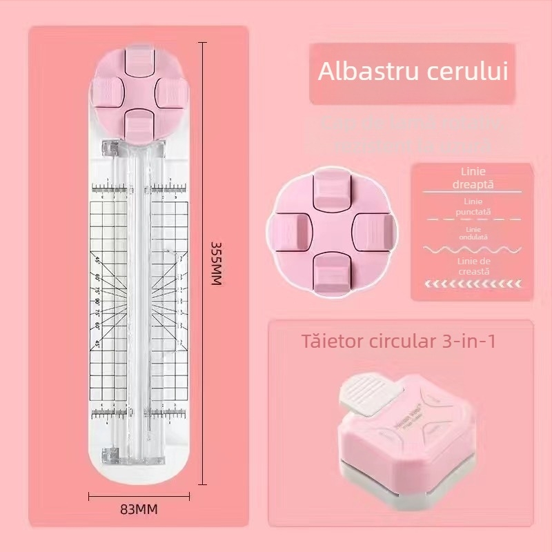 Tăietor de hârtie manual, model rotativ 4 în 1, Shangmei, din plastic