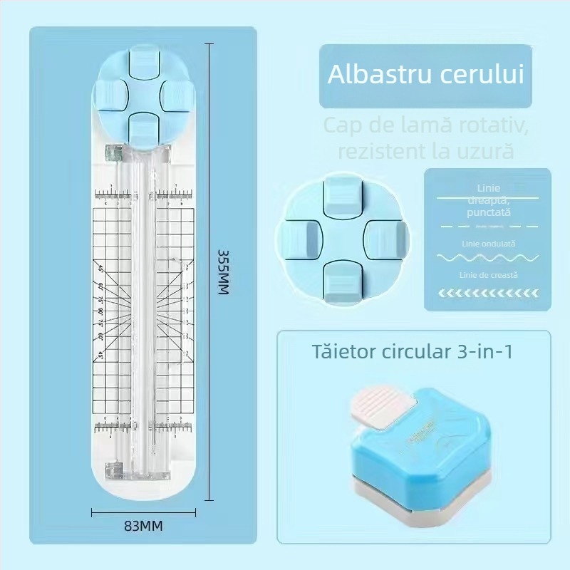 Tăietor de hârtie manual, model rotativ 4 în 1, Shangmei, din plastic