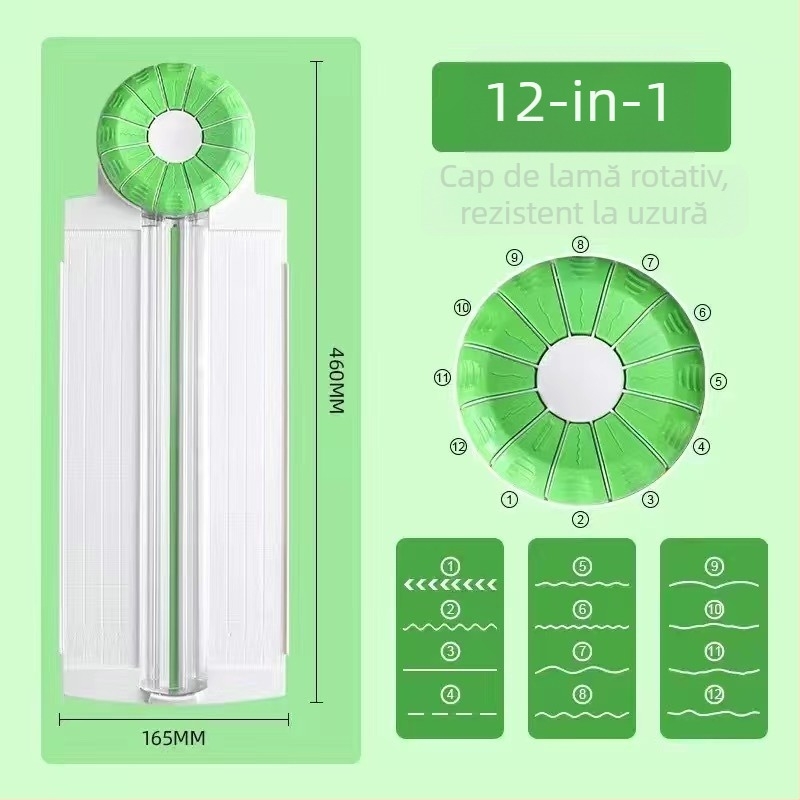 Tăietor de hârtie manual, model rotativ 4 în 1, Shangmei, din plastic