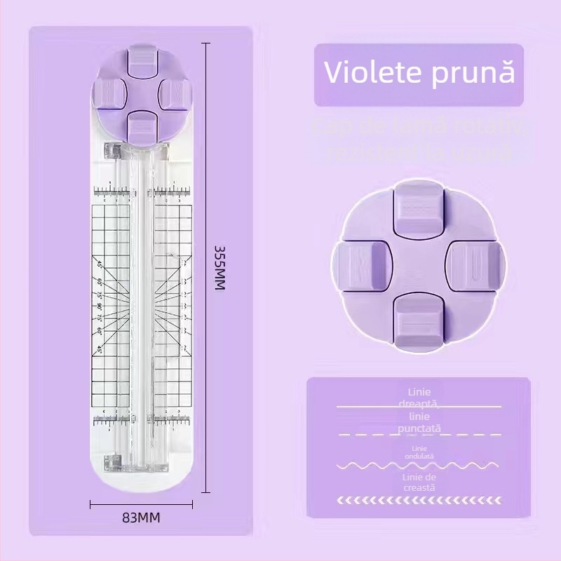 Tăietor de hârtie manual, model rotativ 4 în 1, Shangmei, din plastic