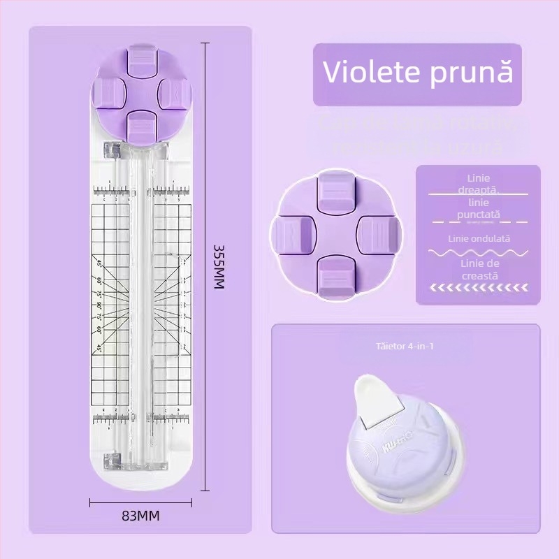 Tăietor de hârtie manual, model rotativ 4 în 1, Shangmei, din plastic