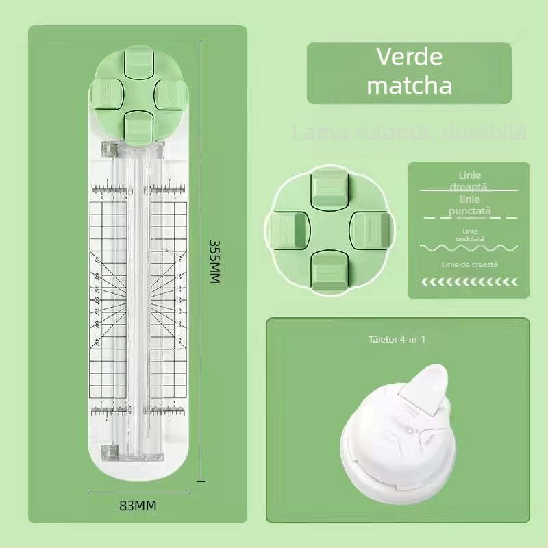 Tăietor de hârtie manual, model rotativ 4 în 1, Shangmei, din plastic