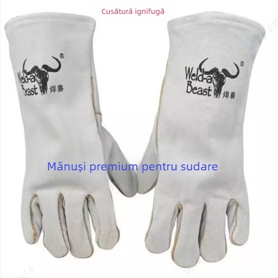 Mănuși de sudură, piele Cortex, Welding beast, protecție termică pentru sudură, tăiere, lucrări electrice