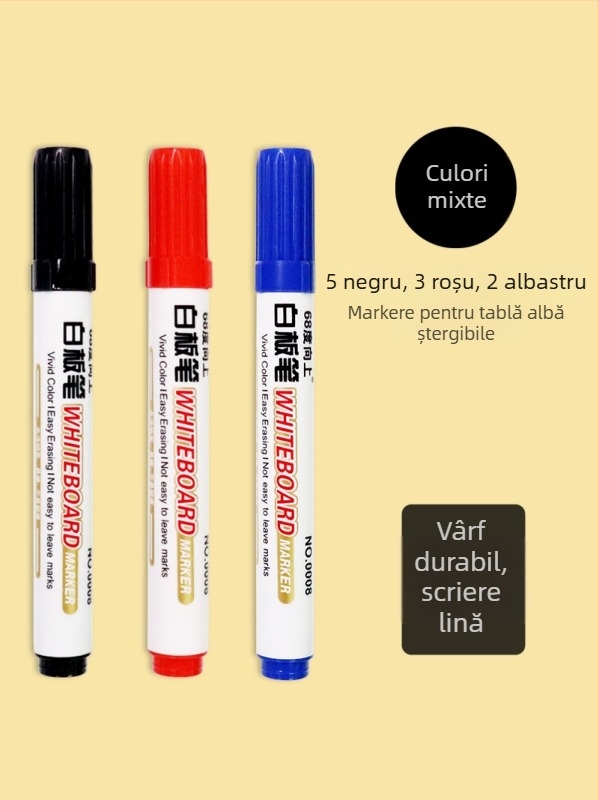 Marker pentru tablă albă, pe bază de apă, lățime linie de 2 mm, corp din plastic, model de 68 grade